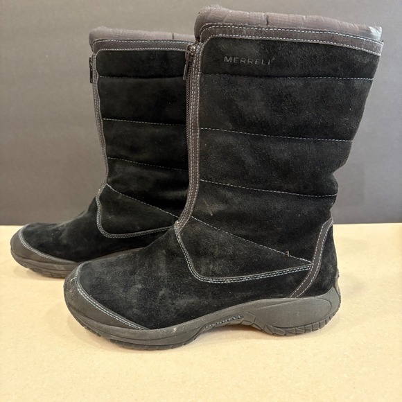 Merrell Encore Divine Midnight Black Suede Boots Women 7.5 Primaloft Polartec - Picture 2 of 16